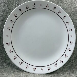 Corelle Walled Garden Dinner Plate 10" Vintage Vitrelle Maroon Floral Rose